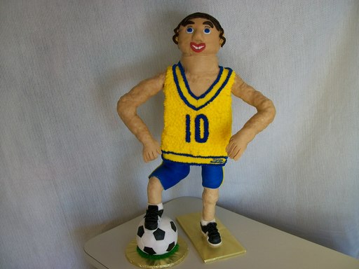 Soccer player cake with soccerball